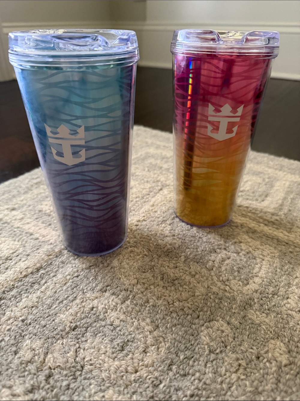 Set of 2 Royal Caribbean Gradient Travel Tumblers - Blue/Purple & Pink/Orange